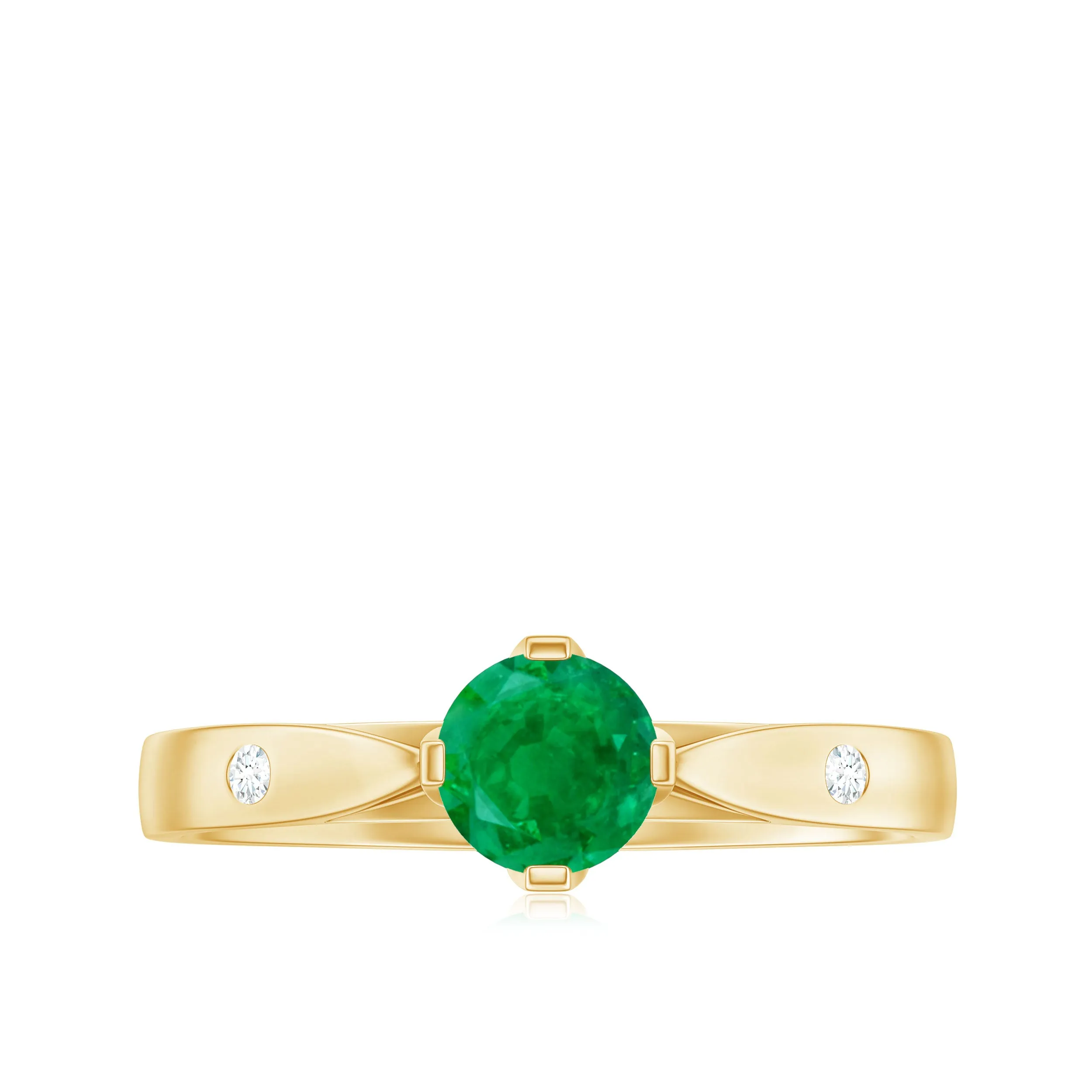 0.50 CT Emerald Solitaire Promise Ring with Diamond