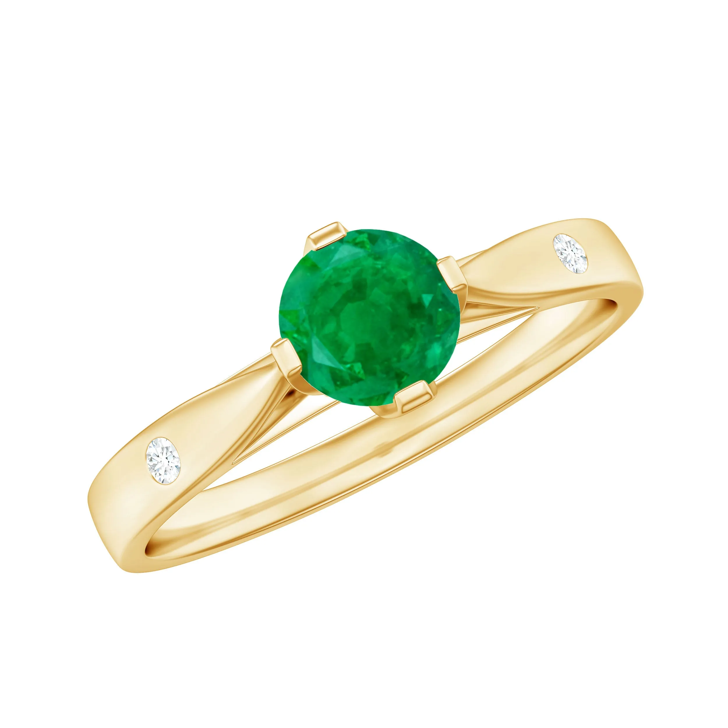 0.50 CT Emerald Solitaire Promise Ring with Diamond