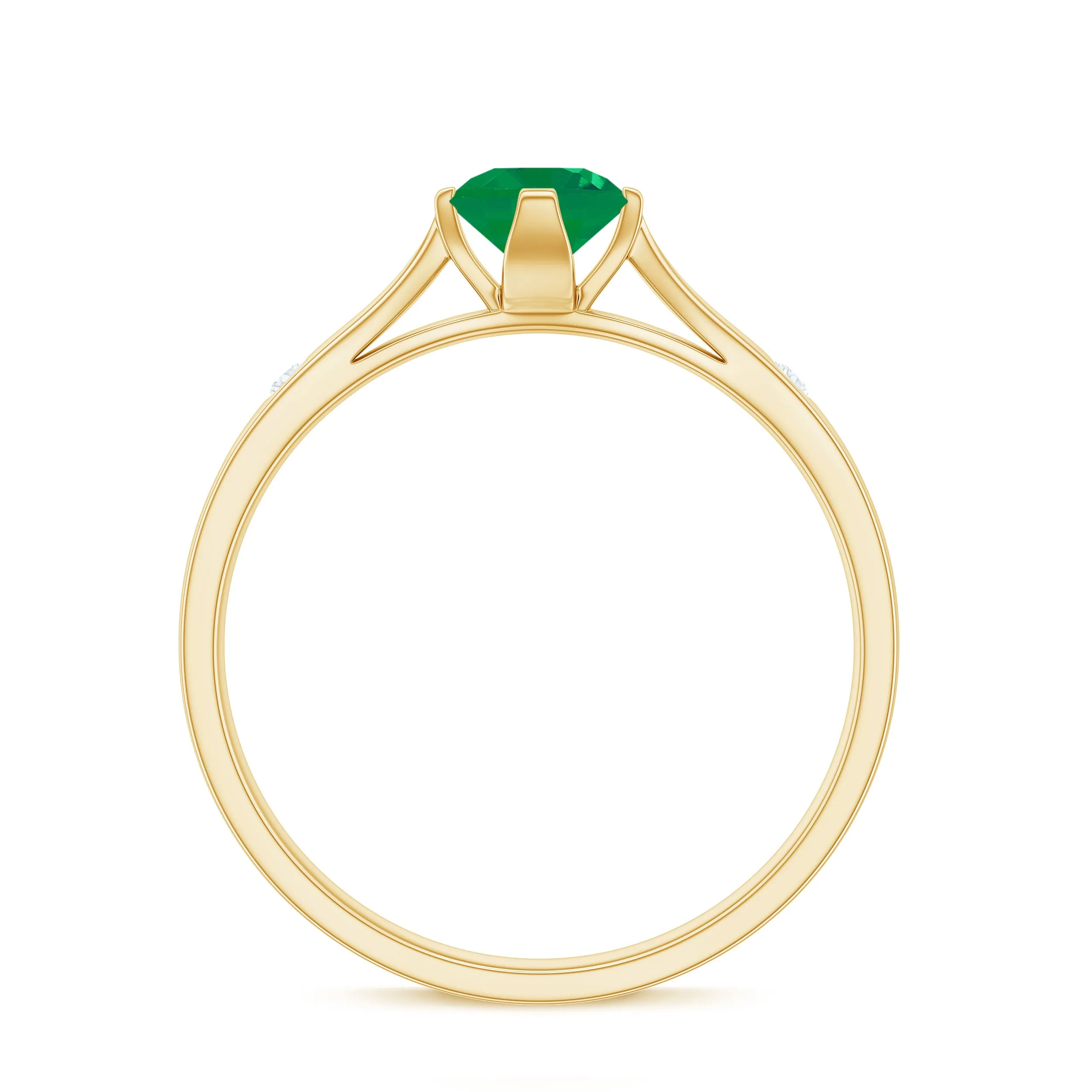 0.50 CT Emerald Solitaire Promise Ring with Diamond