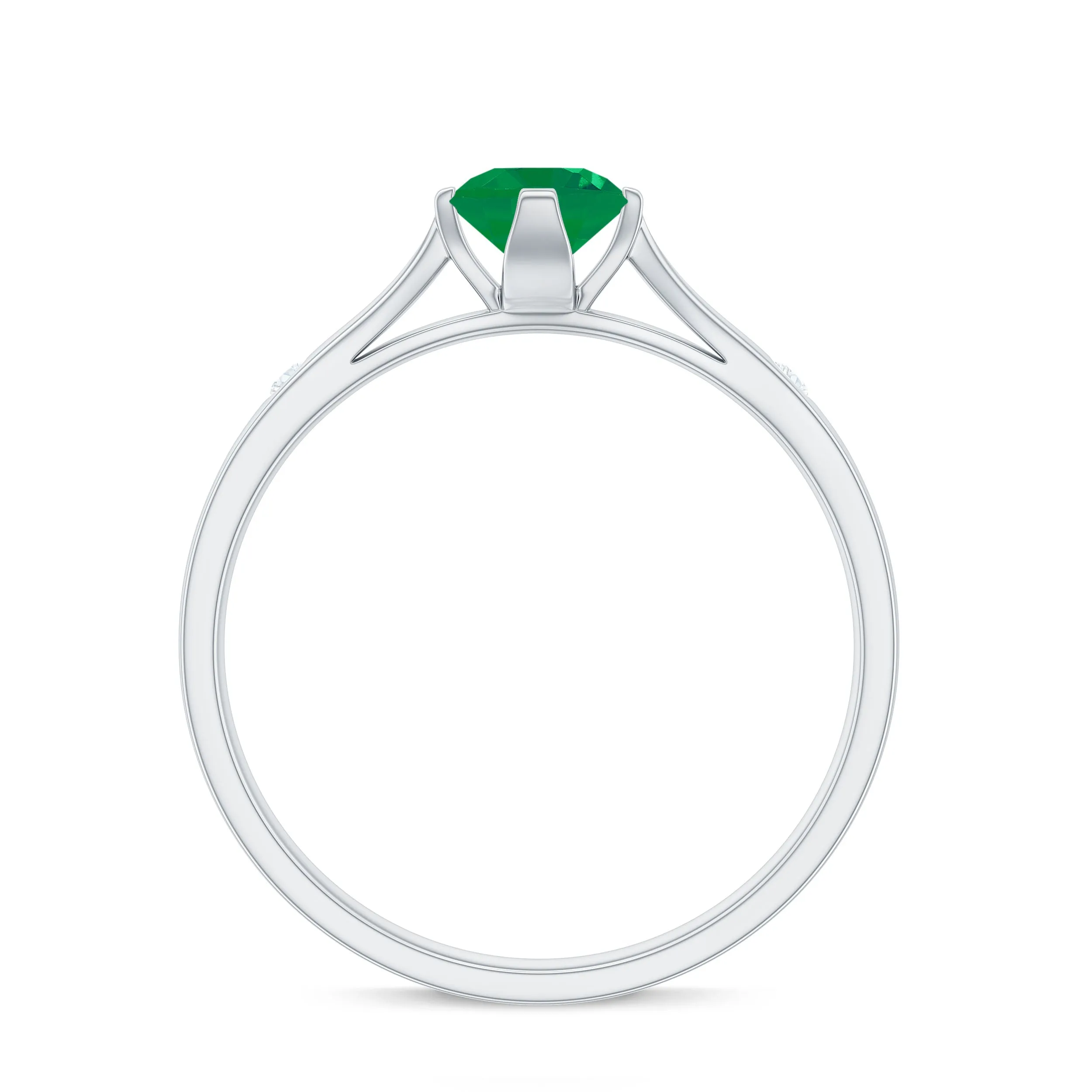 0.50 CT Emerald Solitaire Promise Ring with Diamond