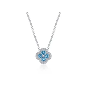 0.65 CTW Blue Topaz Halo Necklace