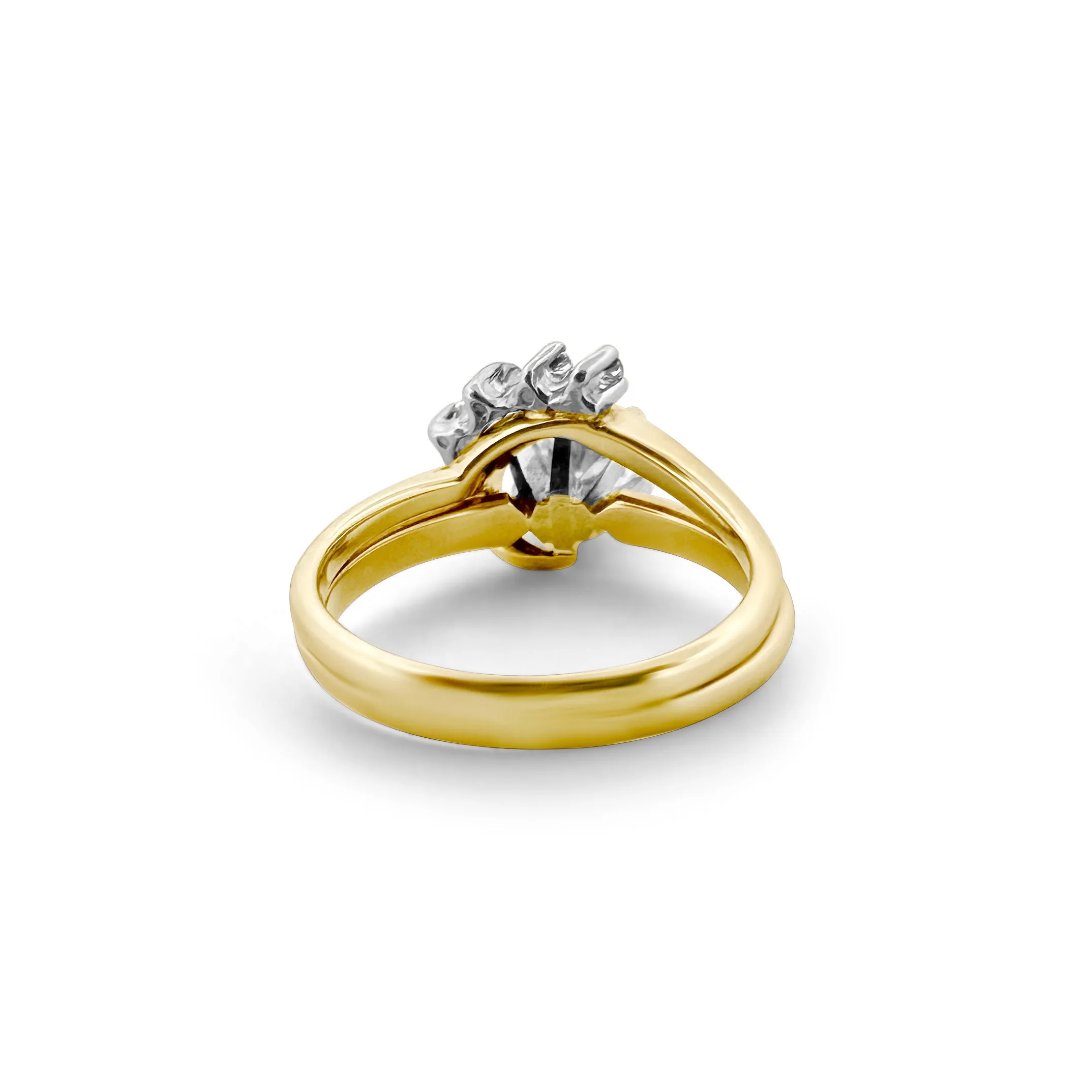 0.75 Carat Center Round Brilliant Diamond 14k Yellow Gold Wedding Set Ring