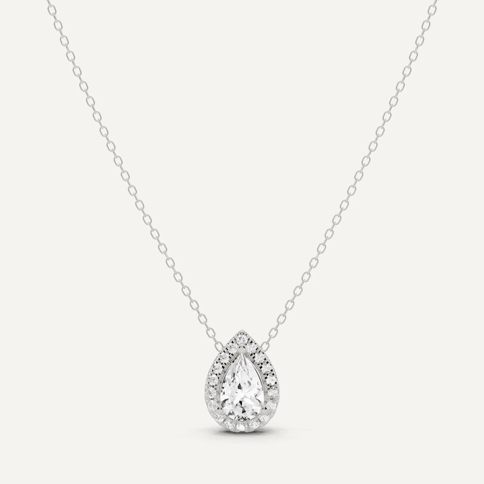 1 1/5 ctw Pear Diamond Halo Fashion Pendant