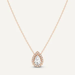 1 1/5 ctw Pear Diamond Halo Fashion Pendant