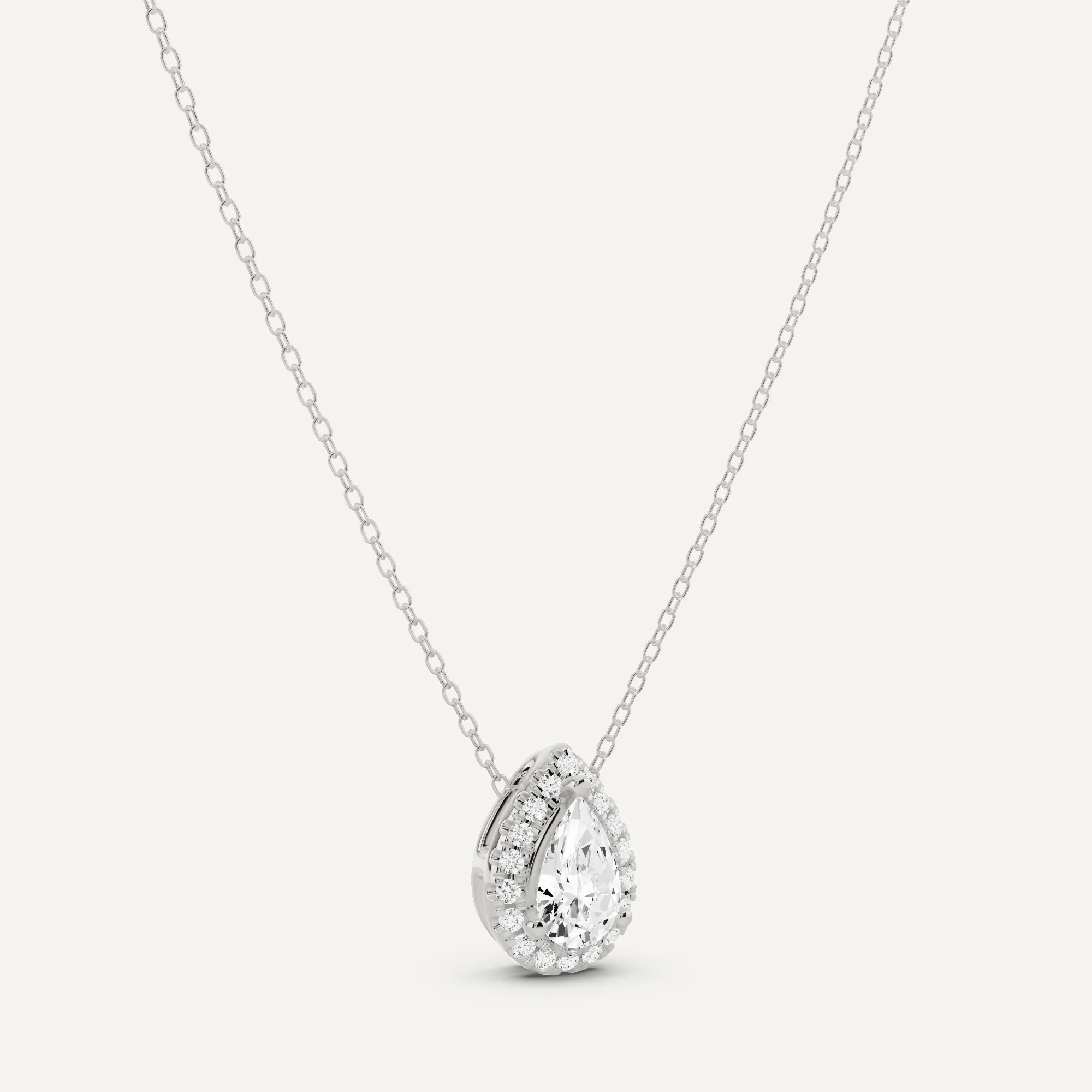 1 1/5 ctw Pear Diamond Halo Fashion Pendant