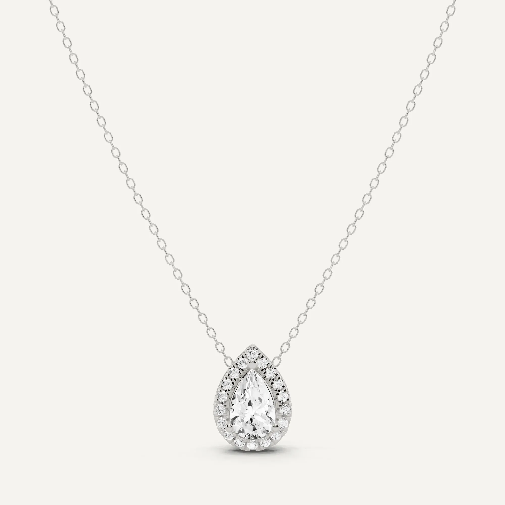 1 1/5 ctw Pear Diamond Halo Fashion Pendant