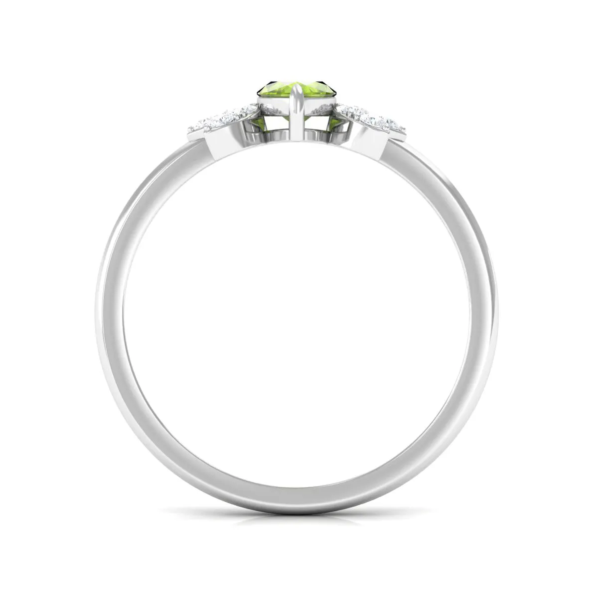 1 CT Marquise Cut Peridot Promise Ring with Diamond Stones