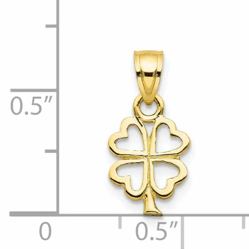 10k Yellow Gold Polish Four Leaf Clover Pendant