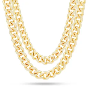 10mm 14K Gold Stainless Steel Miami Cuban Choker Set