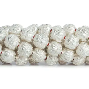 10mm Silver Plated Copper Decorated Rounds 8 inch 18 beads