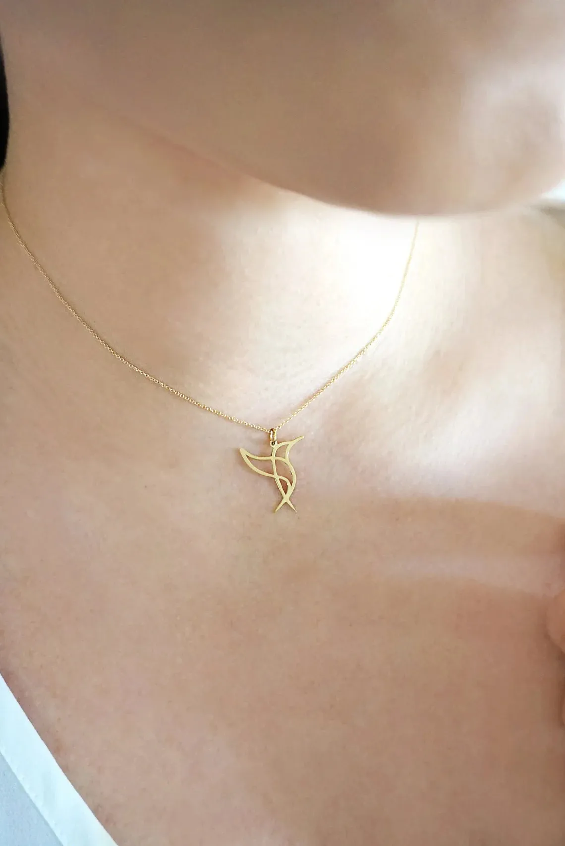 14K Gold Vermeil  Hummingbird  Minimalist Statement necklace For Women