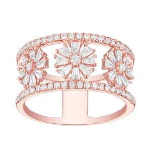 14k Rose Gold Diamond Flower Band