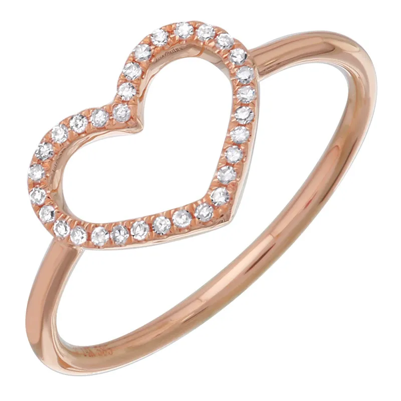 14k Rose Gold Diamond Heart Ring