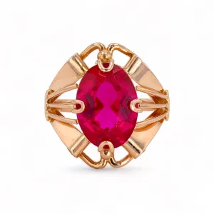 14k Rose gold oval lab Ruby rosette ring-31640