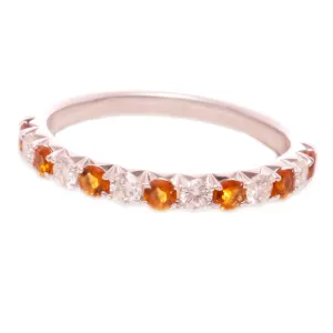 14k White Gold Diamond & Citrine Band