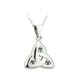 14K White Gold Emerald Medium Trinity Knot