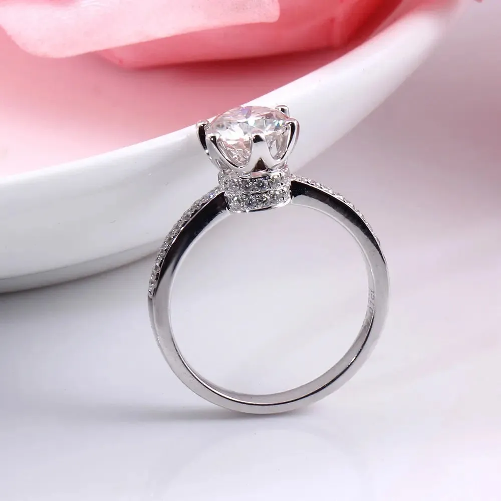 14k White Gold Moissanite Ring 1ct Center Stone