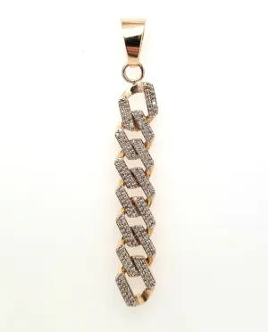 14KY Pave Link Drop Diamond Pendant