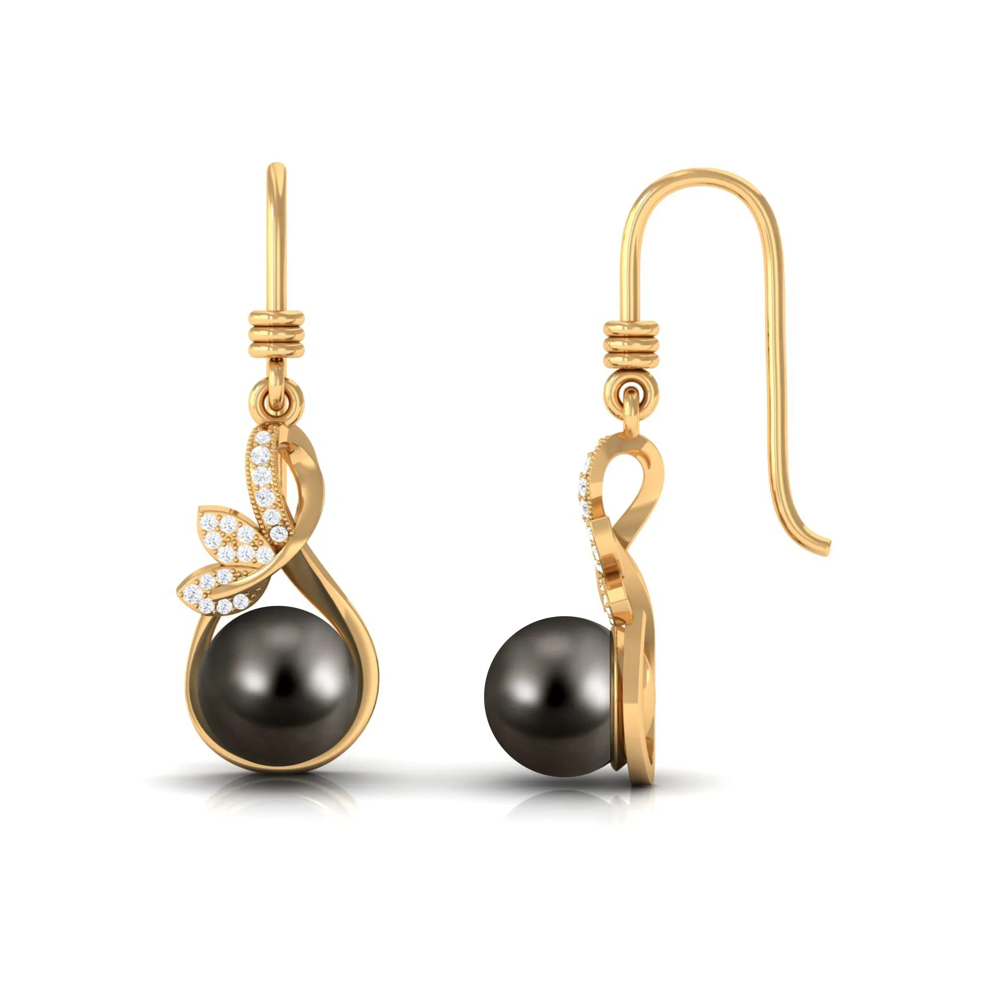 16.25 CT Designer Tahitian Pearl Drop Earrings with Diamond