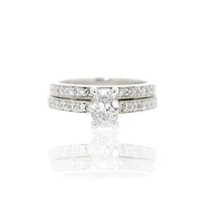 18ct White Gold Oval Diamond Engagement & Wedding Rings