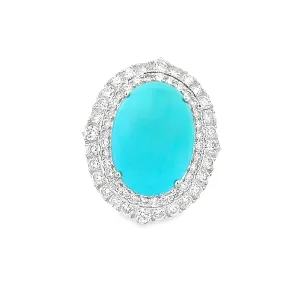 18k White Gold Diamond & Turquoise Ring