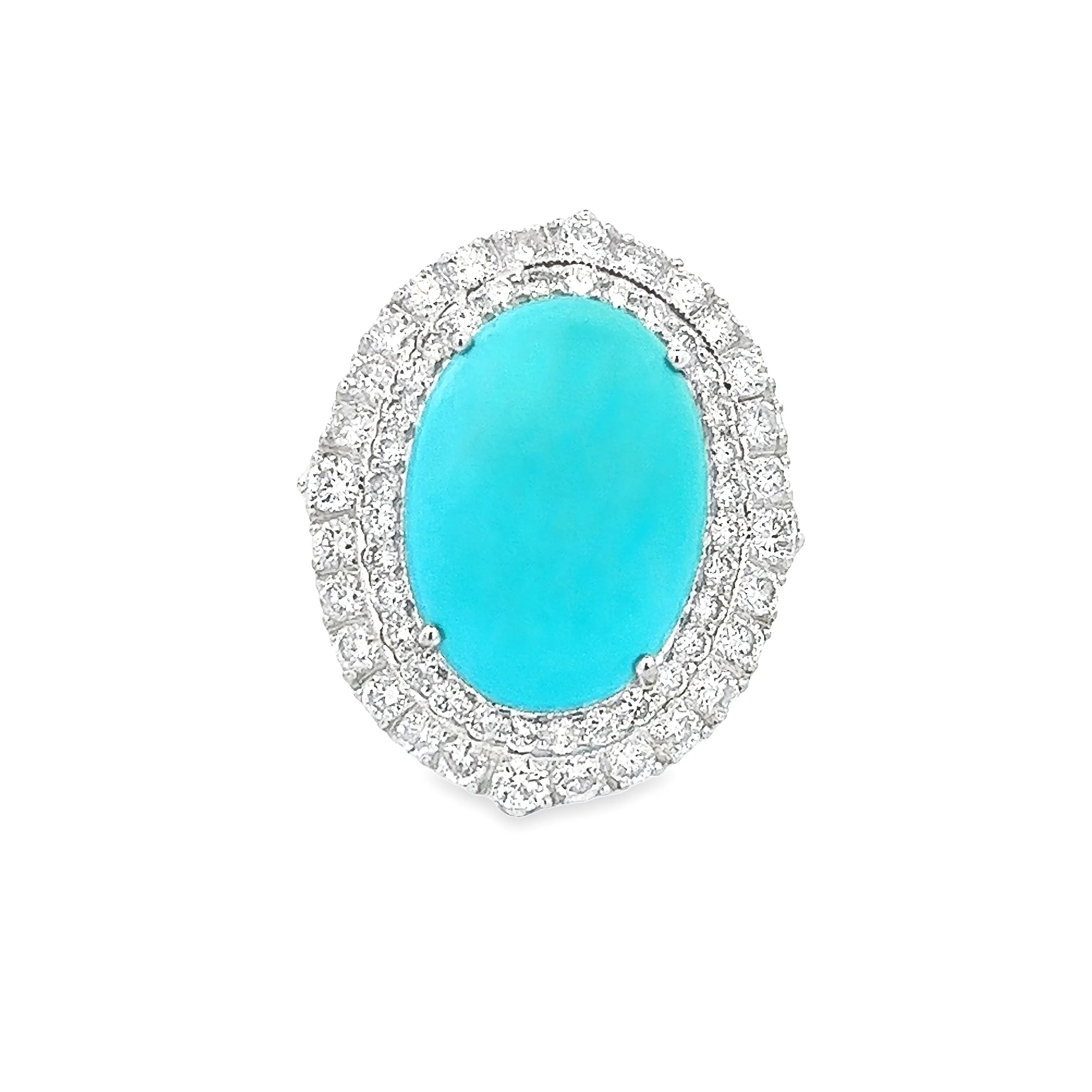 18k White Gold Diamond & Turquoise Ring