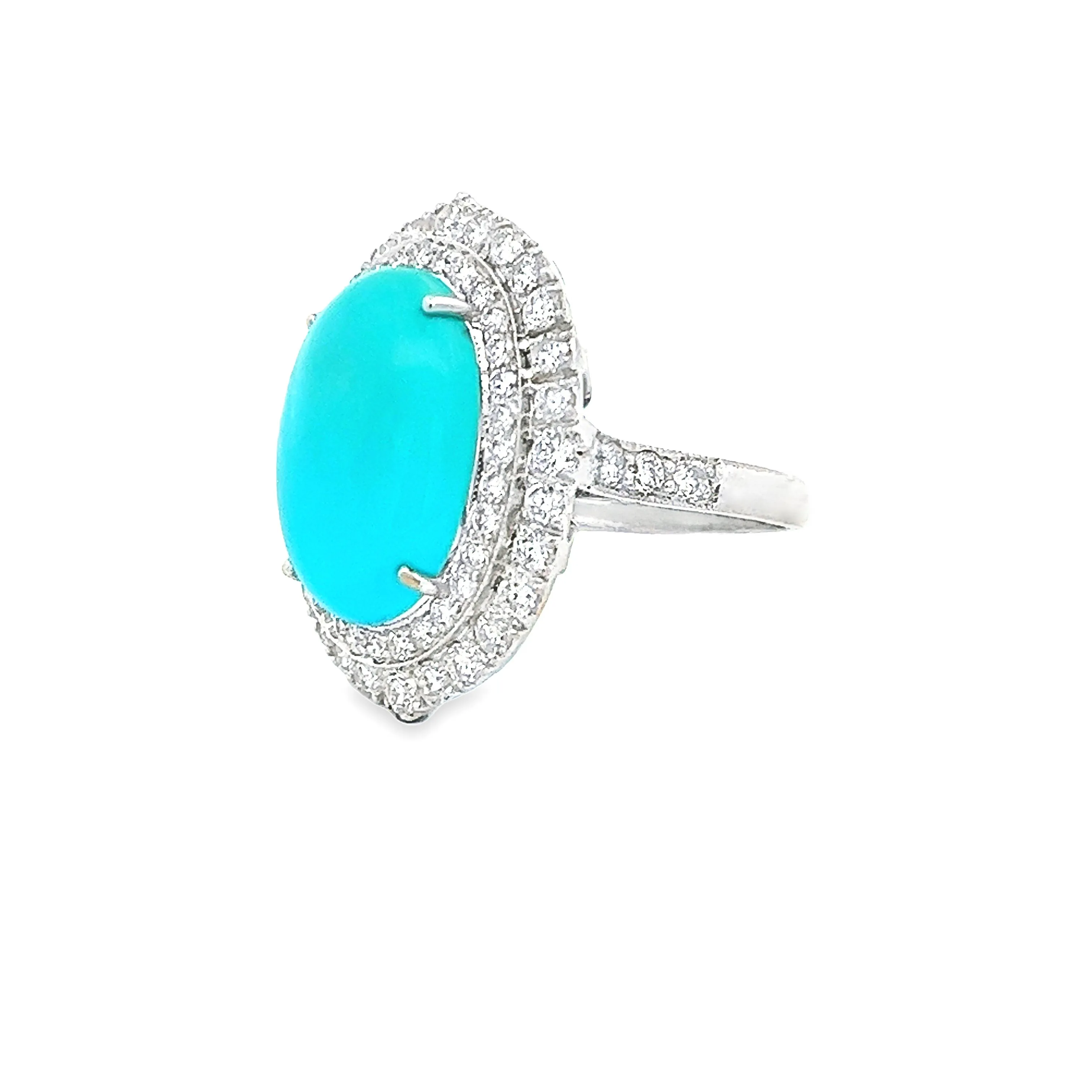 18k White Gold Diamond & Turquoise Ring