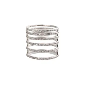 18k White Gold Multi Row Diamond Ring