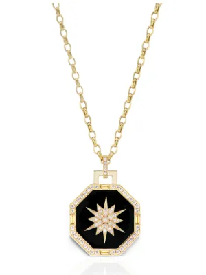 18KY Octagonal Stelle Pendant Necklace 18"