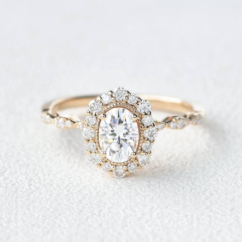 1ct Moissanite Yellow Gold Stacking Ring