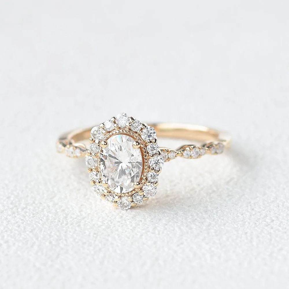 1ct Moissanite Yellow Gold Stacking Ring