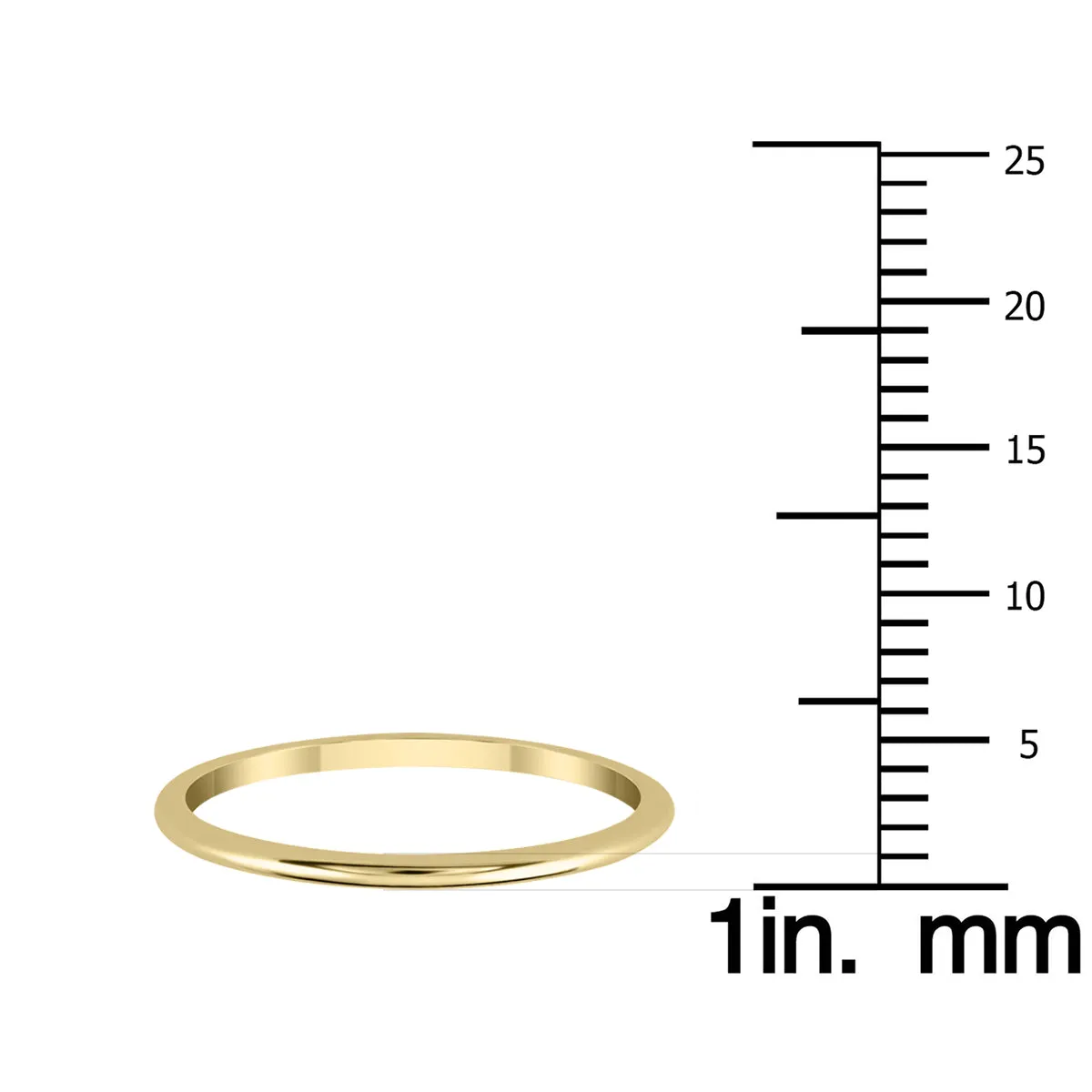 1Mm Thin Domed Wedding Band In 14K Yellow Gold