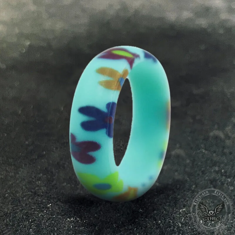 3 Pieces Floral Pattern Silicone Ring