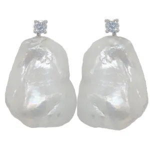 325-01-S | STONE PEARL/ CZ EARRING (WHITE ON SILVER)