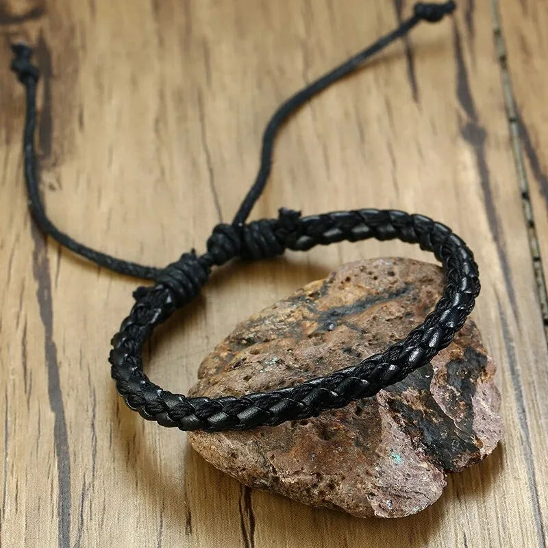 4 in 1 Braided Leather Viking Bracelet