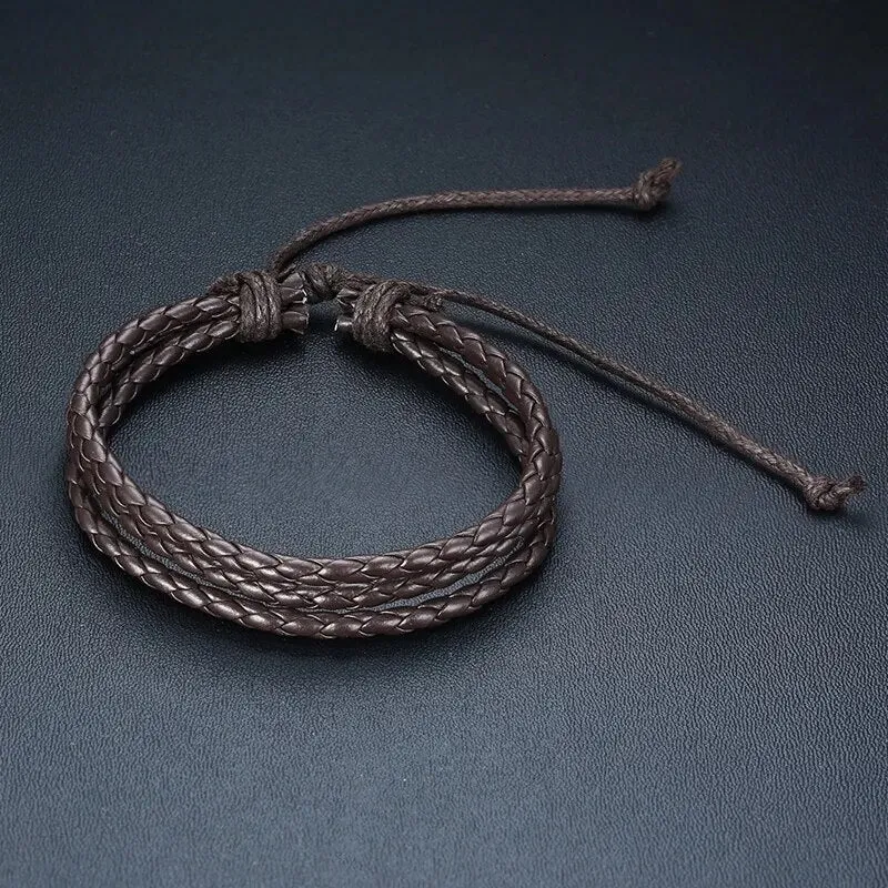 4 in 1 Braided Leather Viking Bracelet