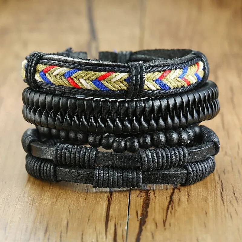 4 in 1 Braided Leather Viking Bracelet