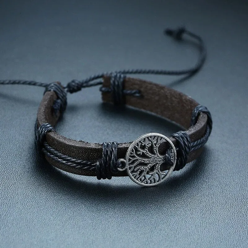 4 in 1 Braided Leather Viking Bracelet