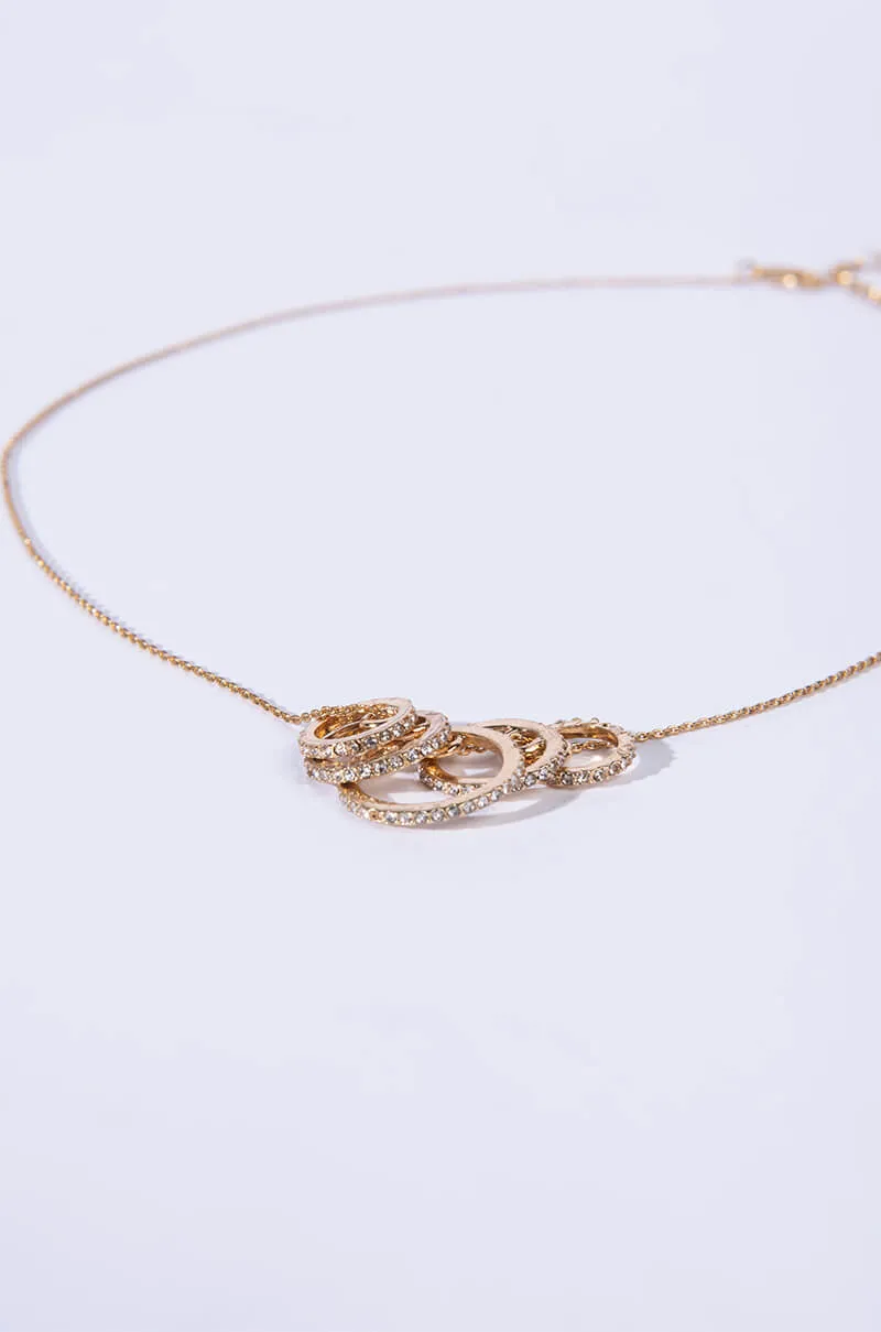 7 RINGS MID LEVEL NECKLACE GOLD