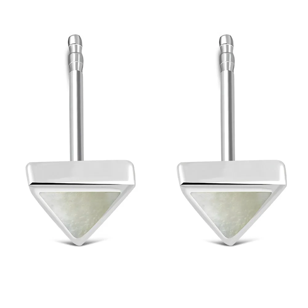 7.00mm | Mother of Pearl Triangle Silver Stud Earrings