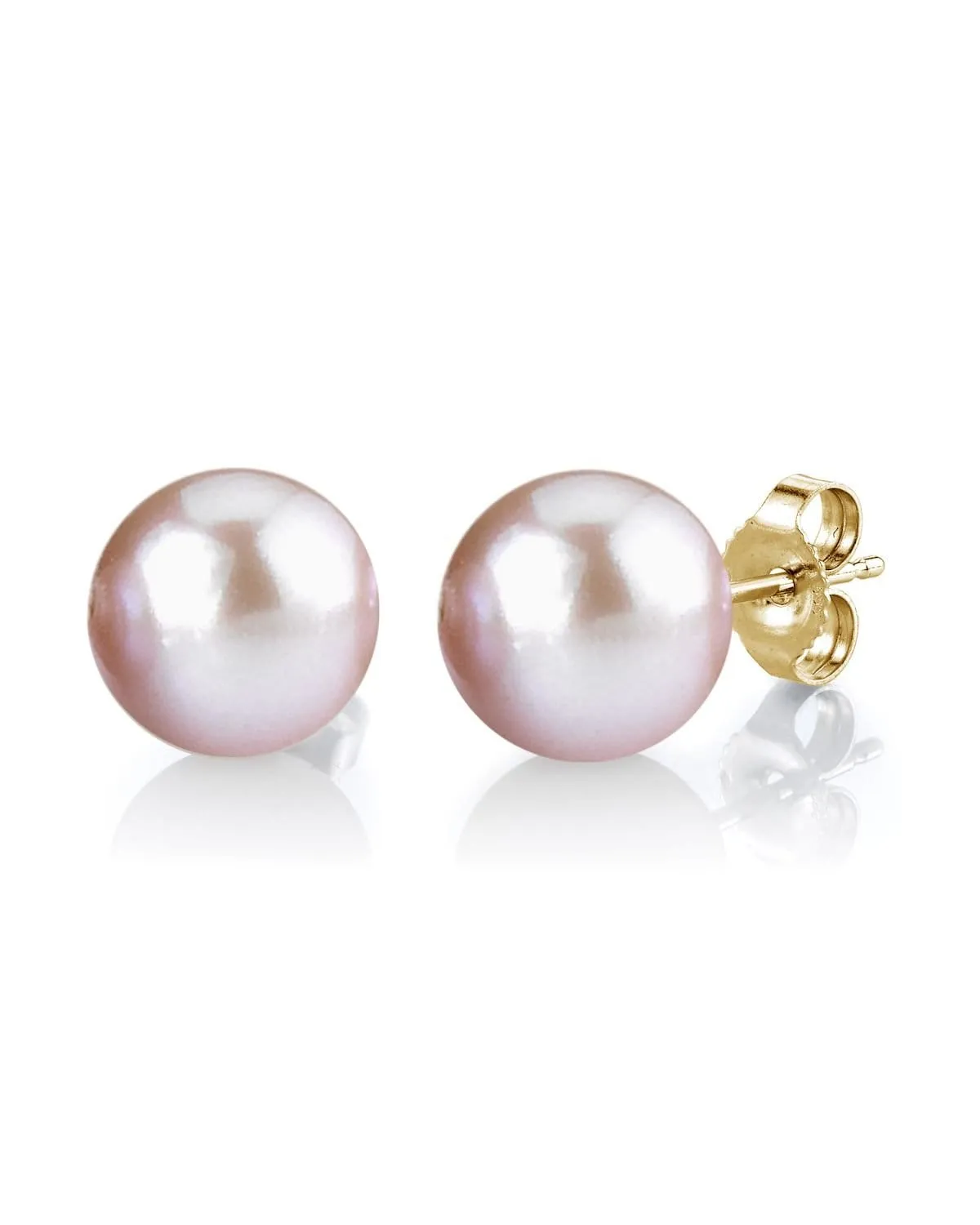 8mm Pink Freshwater Round Pearl Stud Earrings