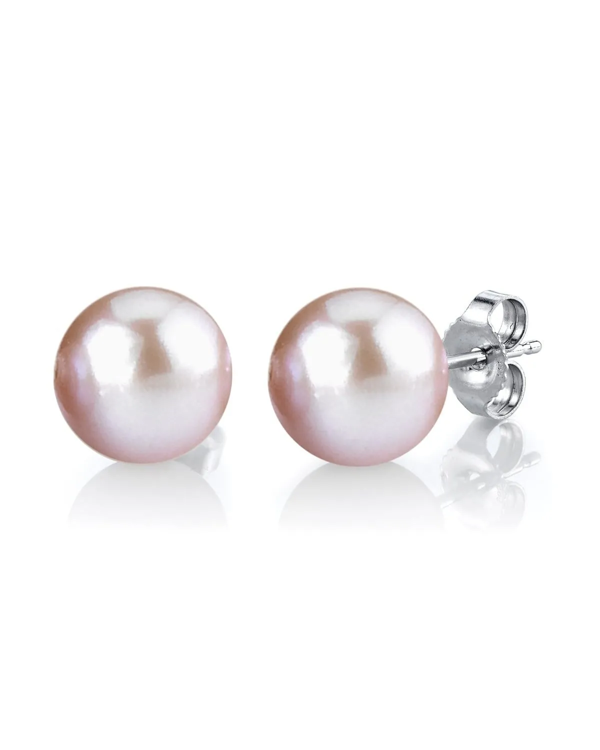 8mm Pink Freshwater Round Pearl Stud Earrings