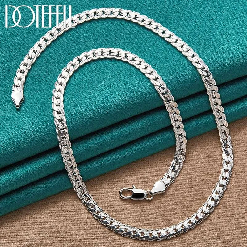 925 Sterling Silver 6mm Chain Necklace for Woman-Men Fashion Jewelry Gift