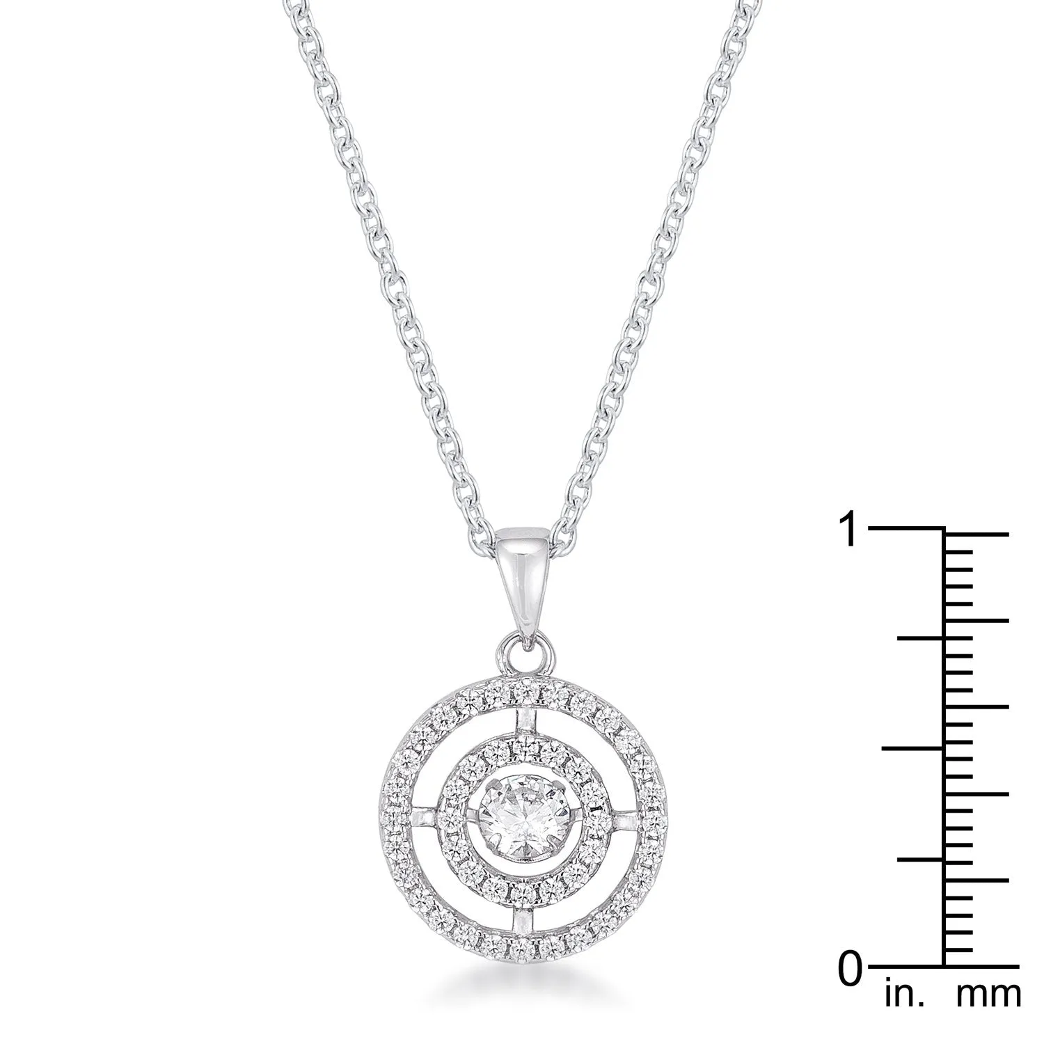 .9Ct Timeless Rhodium Plated Double Pave Circle Dancing CZ Pendant