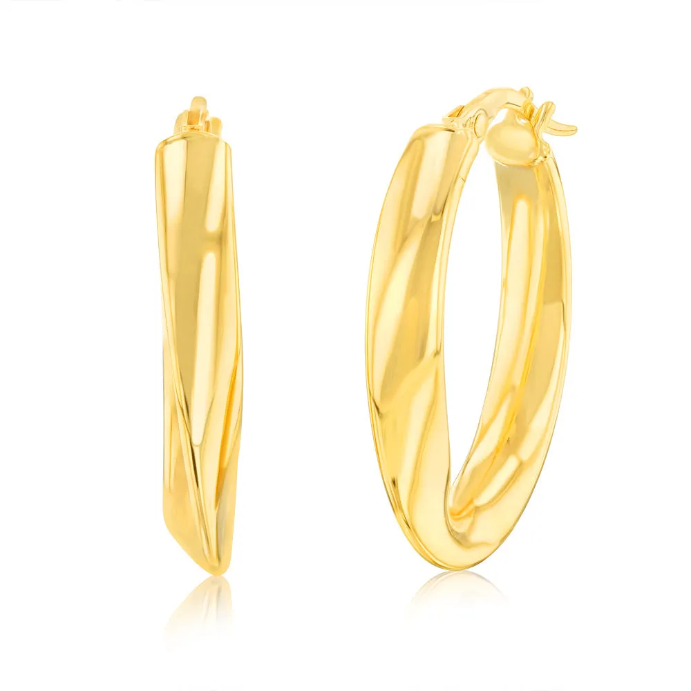 9ct Yellow Gold Fancy Abstract Hoop Earrings