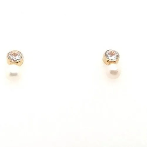 9ct Yellow Gold Pearl & C/Z earrings