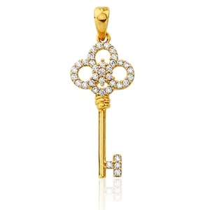 9ct Yellow Gold Zirconia Key Pendant