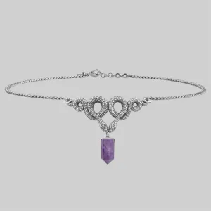 A DARK LURE. Snake & Amethyst Gemstone Chain Choker