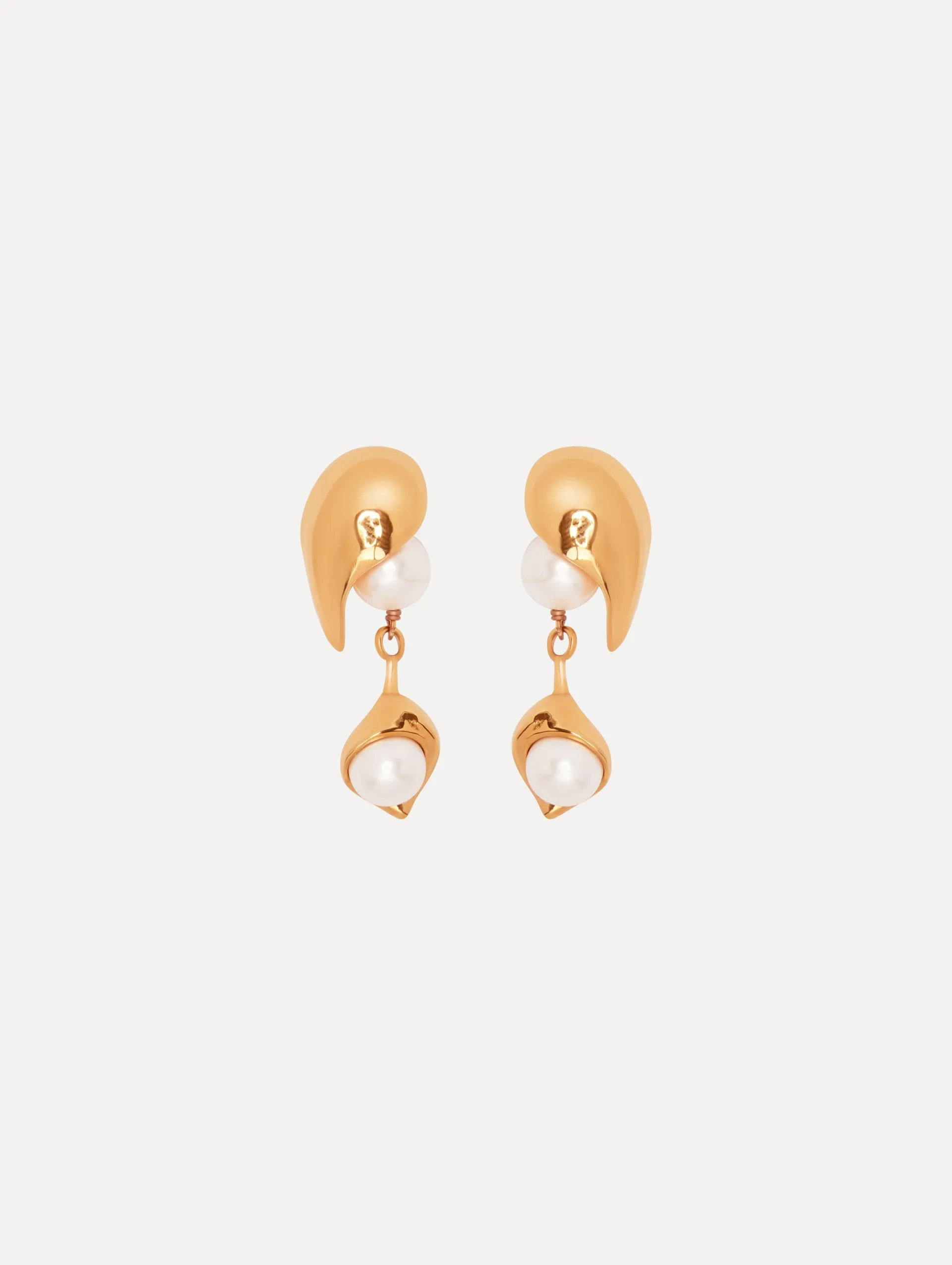 Abstract Leaf Pearl Drop Earrings