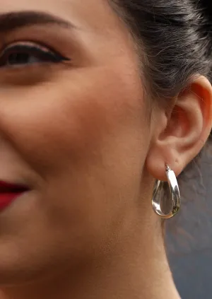 Abstract Silver Hoop Earrings